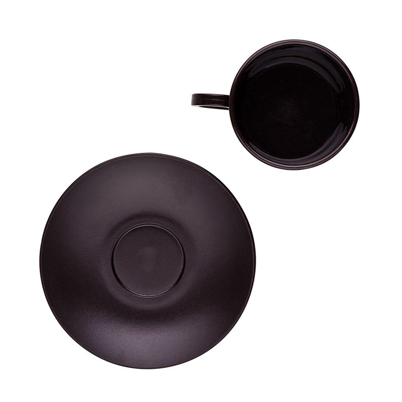 Xicara-Elegance-Para-Cha-Com-Pires-250ml-Marrom-em-Policarbonato-Linha-Profissional-Cook-