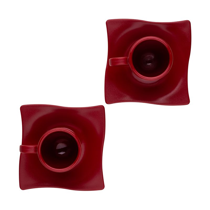 Conjunto-de-Xicaras-com-Pires-Elegance-80ml-2-Pecas-Vermelho-em-Policarbonato-Linha-Profissional