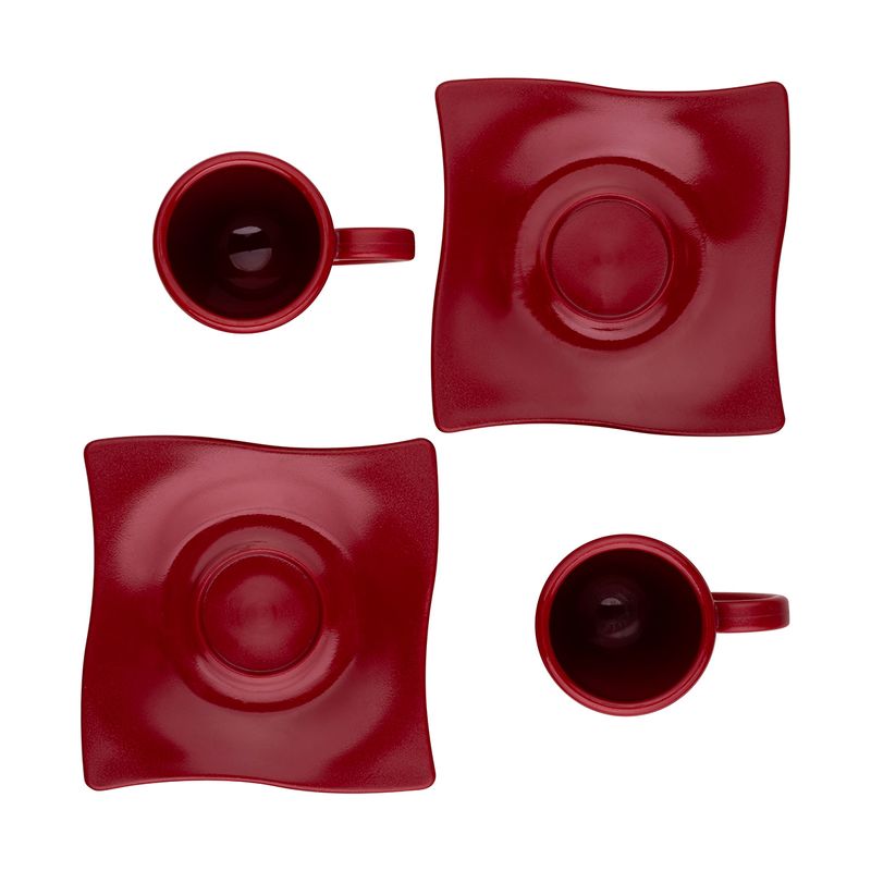 Conjunto-de-Xicaras-com-Pires-Elegance-80ml-2-Pecas-Vermelho-em-Policarbonato-Linha-Profissional