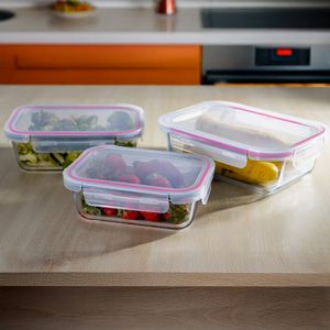 Conjunto 3 Potes Diversos Glass&Go Hermético em Vidro