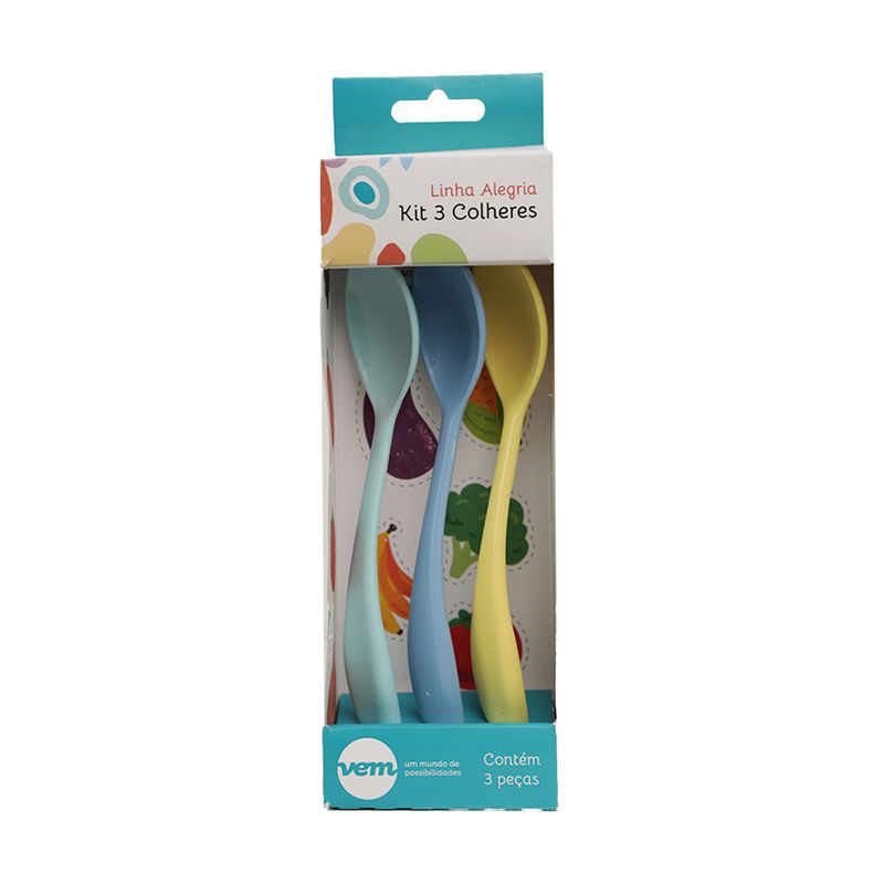 Kit-Colher-Dolce-Infantil-Colorido-em-Polipropileno-Linha-Alegria