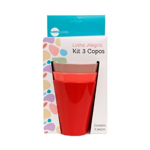 Kit Copo Fresc Infantil 350ml Colorido em Polipropileno Linha Alegria