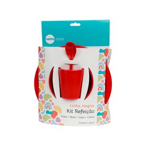 Kit Refeição Infantil Linha Alegria Vermelho em Polipropileno