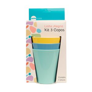 Kit Copo Fresc Infantil 350ml Colorido em Polipropileno Linha Alegria