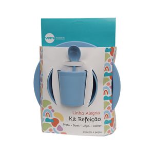 Kit Refeição Infantil Linha Alegria Azul em Polipropileno