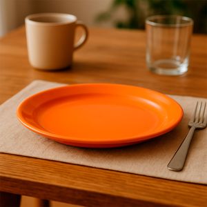 Prato Elegance Raso Redondo 25cm Laranja em Polipropileno Linha Tropical VEM