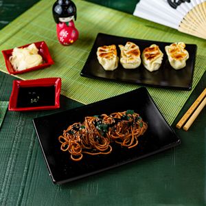 Prato Oriental Retangular 14x20 Preto em Policarbonato Linha Profissional Cook VEM