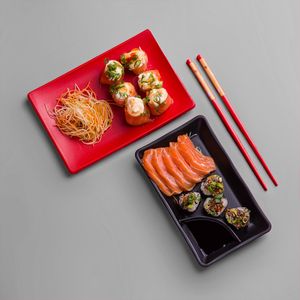Prato Oriental Retangular 14x20 Vermelho em Polipropileno Linha Tropical Vemplast