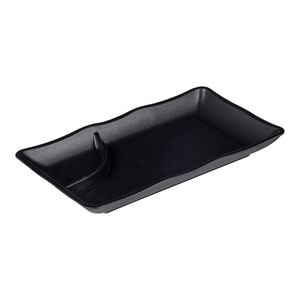 Prato Para Sushi Retangular 11,5x19,5 Preto em Policarbonato Linha Profissional Cook VEM