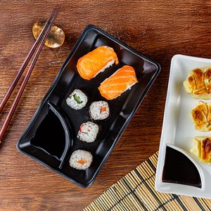 Prato Para Sushi Retangular 11,5x19,5 Preto em Policarbonato Linha Profissional Cook VEM