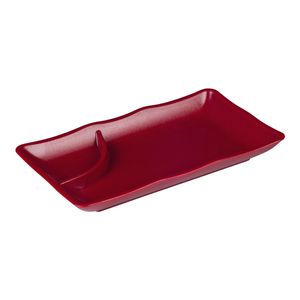 Prato Para Sushi Retangular 11,5x19,5 Vermelho em Policarbonato Linha Profissional Cook VEM