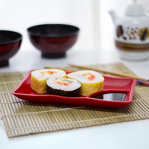 Prato Para Sushi Retangular 11,5x19,5 Vermelho em Polipropileno Linha Tropical VEM