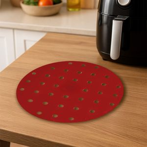 Tapete para Air Fryer Perfurado Redondo 19cm em Vermelho em Silicone