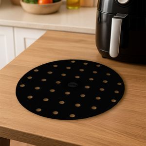 Tapete para Air Fryer Perfurado Redondo 19cm em Preto em Silicone