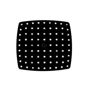 Tapete para Air Fryer Perfurado Quadrado 19cm em Preto em Silicone