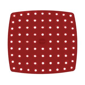 Tapete para Air Fryer Perfurado Quadrado 22cm em Vermelho em Silicone