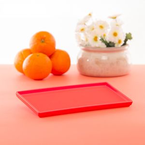 Prato Square Retangular 13,5x27 Coral em Polipropileno Linha Tendência VEM