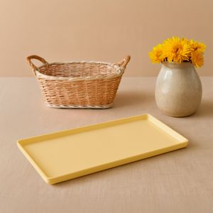 Prato Square Retangular 13,5x27 Amarelo Claro em Polipropileno Linha Tendência VEM