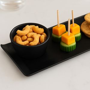 Bandeja Servir Retangular 15x50 Preta em Policarbonato Linha Profissional Cook VEM