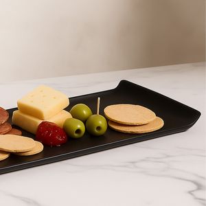 Bandeja Servir Retangular 15x40 Preta em Policarbonato Linha Profissional Cook VEM