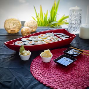 Barca Sushi 1L Vermelha em Policarbonato Linha Profissional Cook VEM