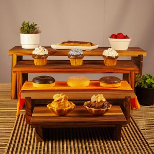 Expositor Modular para Pâtisserie 50x20x22 em Madeira Teca com Imã - Linha Wooden Glow VEM