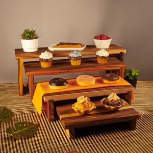 Expositor Modular para Pâtisserie 60x20x12 em Madeira Teca com Imã - Linha Wooden Glow VEM