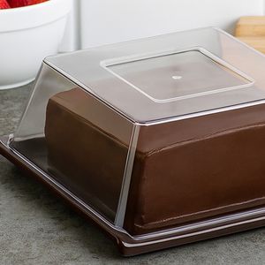 Bandeja Servir Quadrada Com Tampa 30x30 Marrom em Policarbonato Linha Profissional Cook VEM