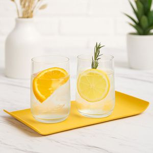 Bandeja Coffee Retangular 15x30 Amarela em Polipropileno