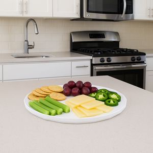 Bandeja Elegance Redonda Aro 30 Branca em Policarbonato