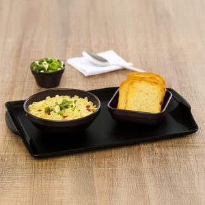 Bandeja Square Retangular 23x35 Preta em Policarbonato