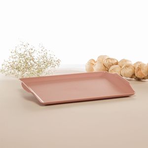 Bandeja Square Retangular 23x35 Rose em Polipropileno