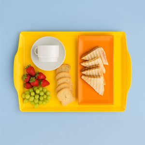 Bandeja Square Retangular 35x50 Amarela em Polipropileno