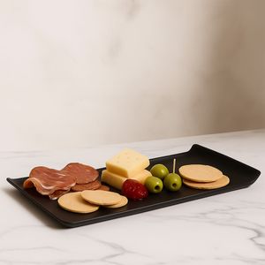 Bandeja Servir Retangular 30x45 Preta em Policarbonato