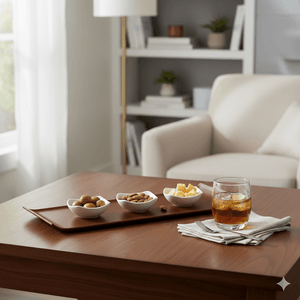 Bandeja Servir Retangular 15x30 Marrom em Policarbonato