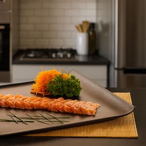 Bandeja Servir Quadrada 30x30 Marrom em Policarbonato