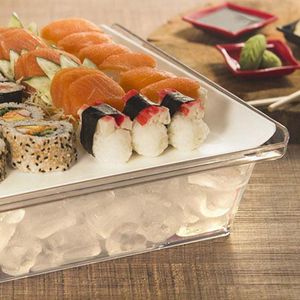 Bandeja Servir Quadrada Com Tampa 30x30 Branca em Policarbonato