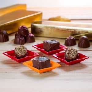 Molheira Shoyu Quadrada 60ml Laranja em Polipropileno