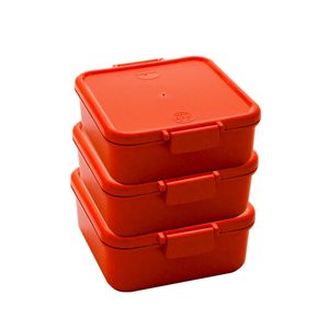 Conjunto 3 Potes Herméticos Composê 750ml Coral em Polipropileno