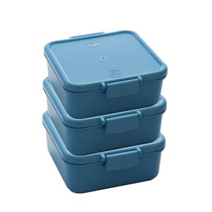 Conjunto 3 Potes Herméticos Composê 750ml Azul em Polipropileno