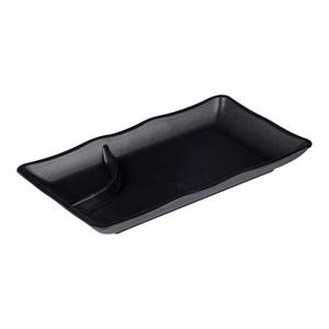 Prato Para Sushi Retangular 11,5x19,5 Preto em Policarbonato