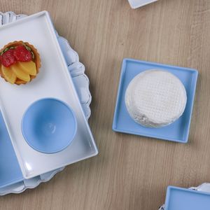 Prato Square Quadrado 13,5x13,5 Azul em Polipropileno