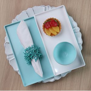 Prato Square Retangular 13,5x27 Branco em Polipropileno