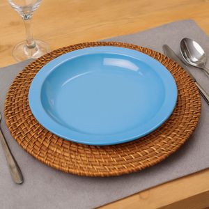 Prato Elegance Fundo Redondo 22cm Azul em Polipropileno