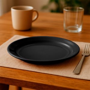 Prato Elegance Raso Redondo 25cm Preto em Polipropileno