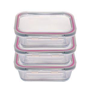 Conjunto 3 Potes Médios 1040ml Hermético Glass&Go em Vidro