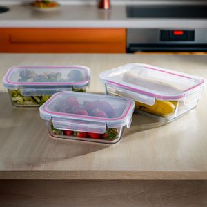Conjunto 3 Potes Diversos Herméticos Glass&Go em Vidro