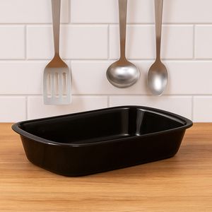 Travessa Servir Retangular 800ml Preta em Polipropileno