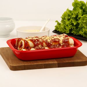 Travessa Servir Retangular 1,2L Vermelha em Polipropileno