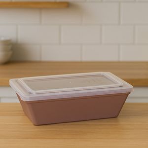 Travessa Stillo Retangular Com Tampa 2L Rose em Polipropileno